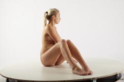 Nude Woman White Sitting poses - ALL Slim long blond Sitting poses - simple Pinup